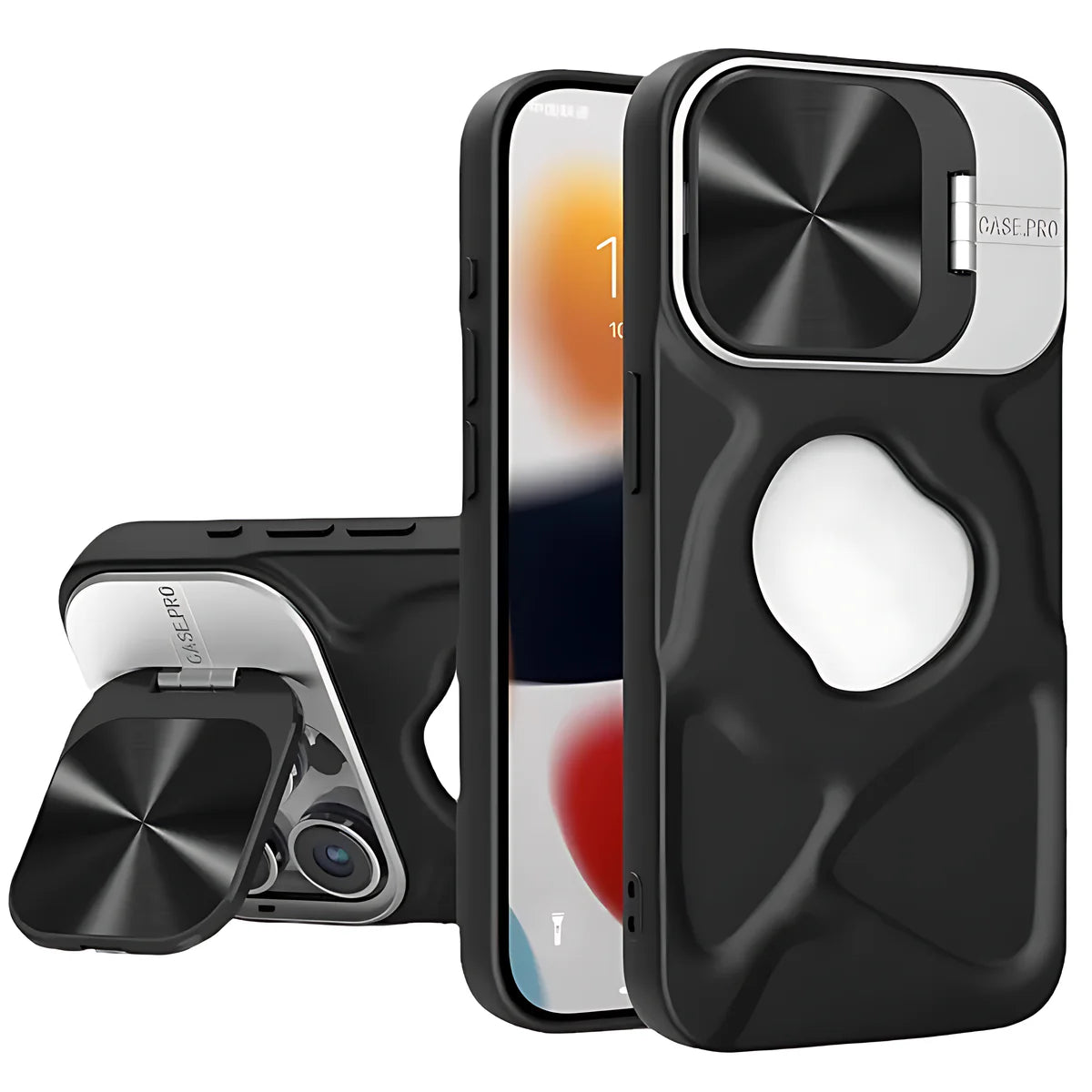 Logo Hole Silicone Case With Invisible Bracket Lens Protection