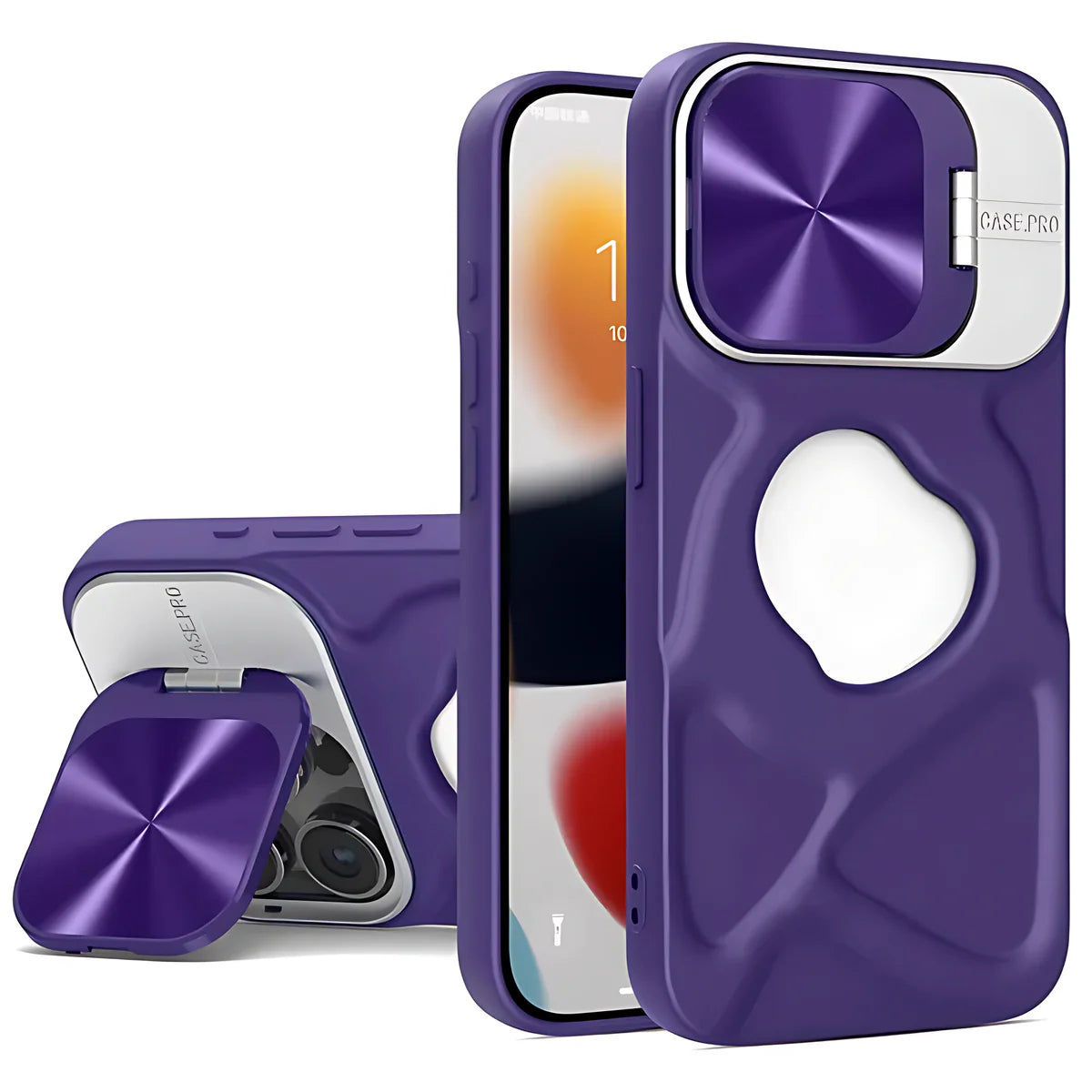 Logo Hole Silicone Case With Invisible Bracket Lens Protection