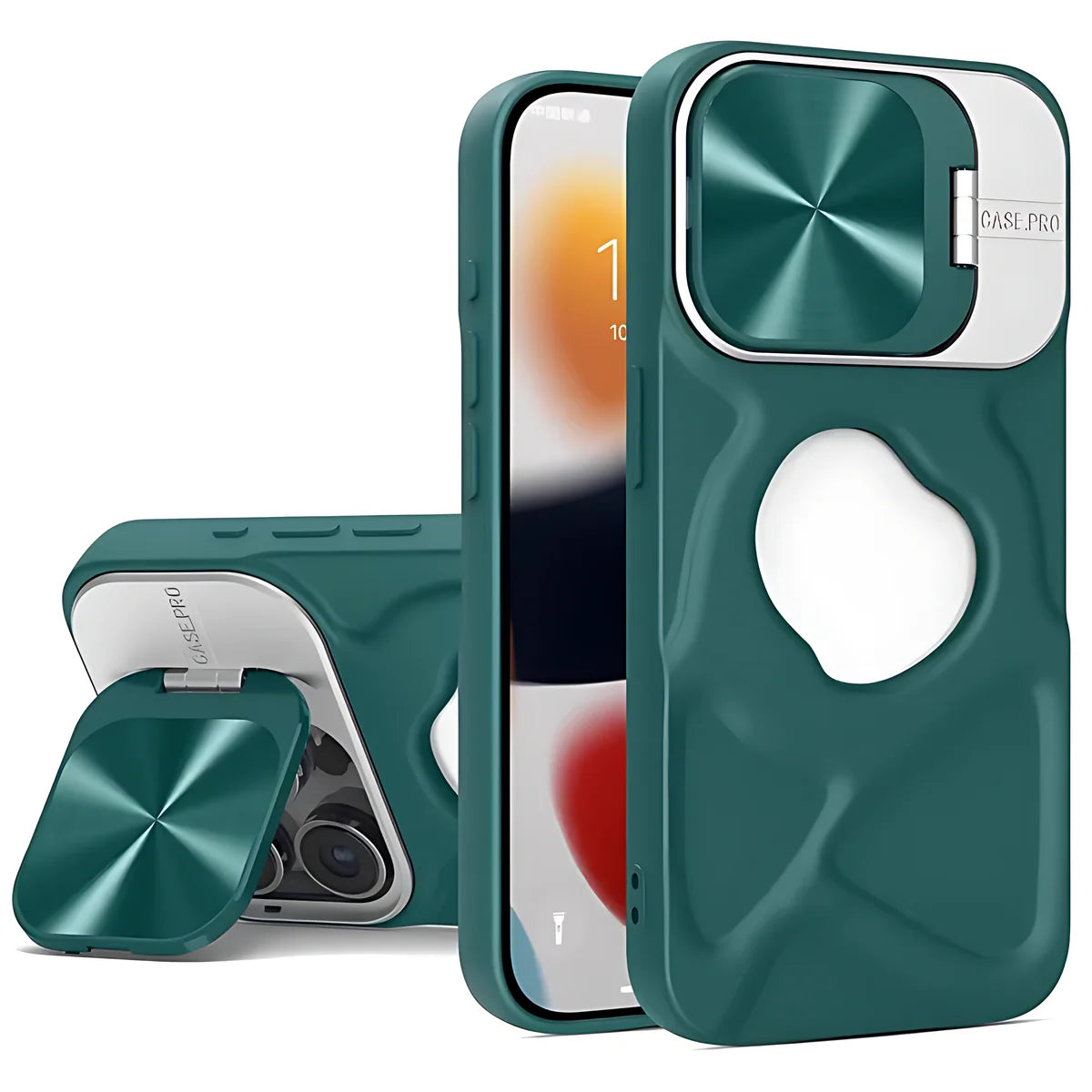 Logo Hole Silicone Case With Invisible Bracket Lens Protection