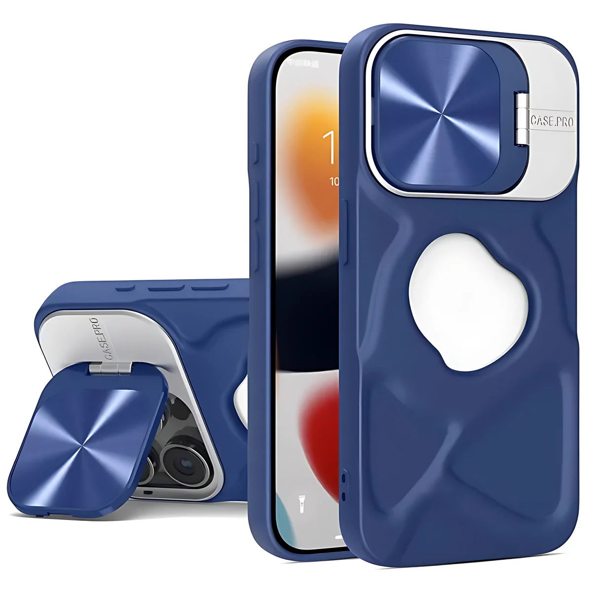 Logo Hole Silicone Case With Invisible Bracket Lens Protection