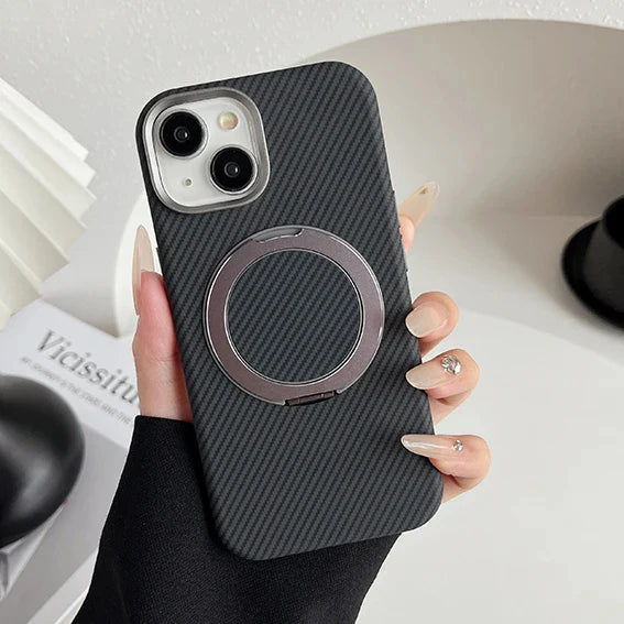 Carbon Fiber Metal Stand Ring Holder Case