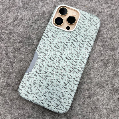 Matte Hard Leather Alloy Lens Geometric Lattices Case