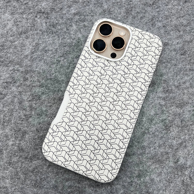 Matte Hard Leather Alloy Lens Geometric Lattices Case