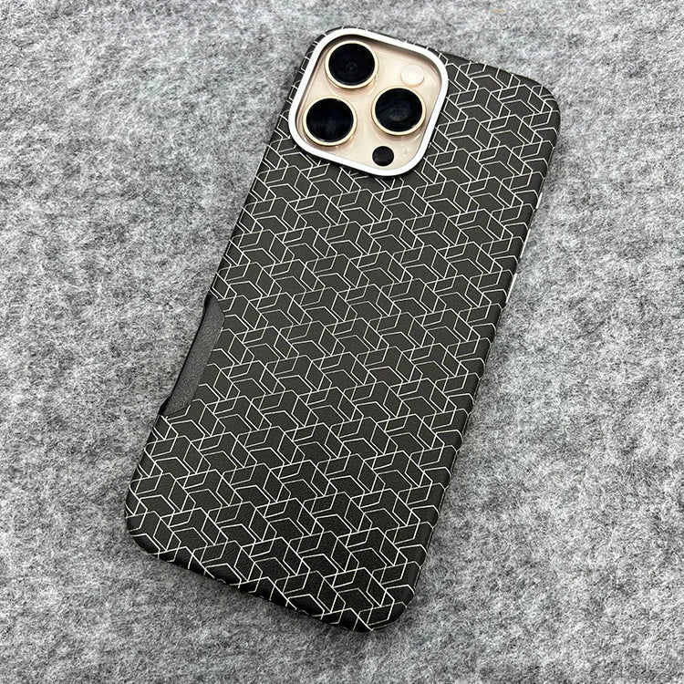 Matte Hard Leather Alloy Lens Geometric Lattices Case