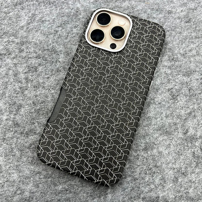 Matte Hard Leather Alloy Lens Geometric Lattices Case