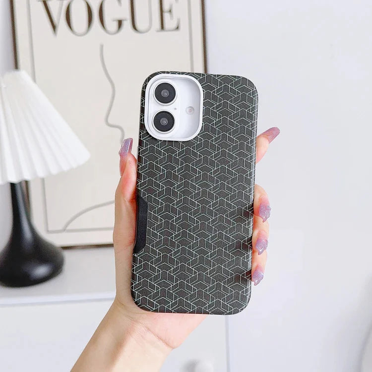 Matte Hard Leather Alloy Lens Geometric Lattices Case