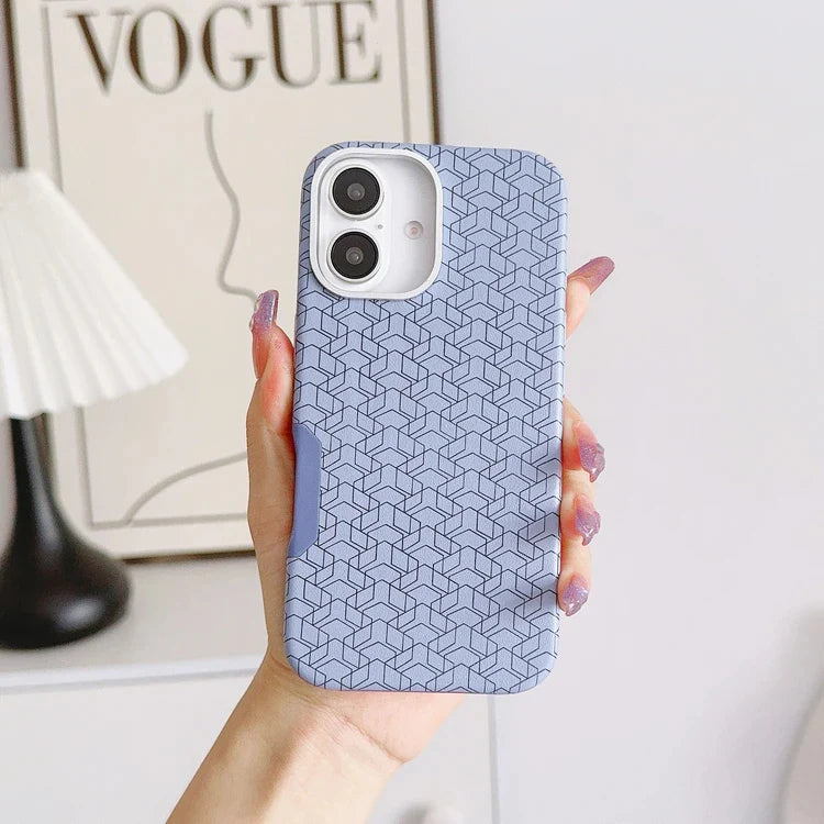 Matte Hard Leather Alloy Lens Geometric Lattices Case