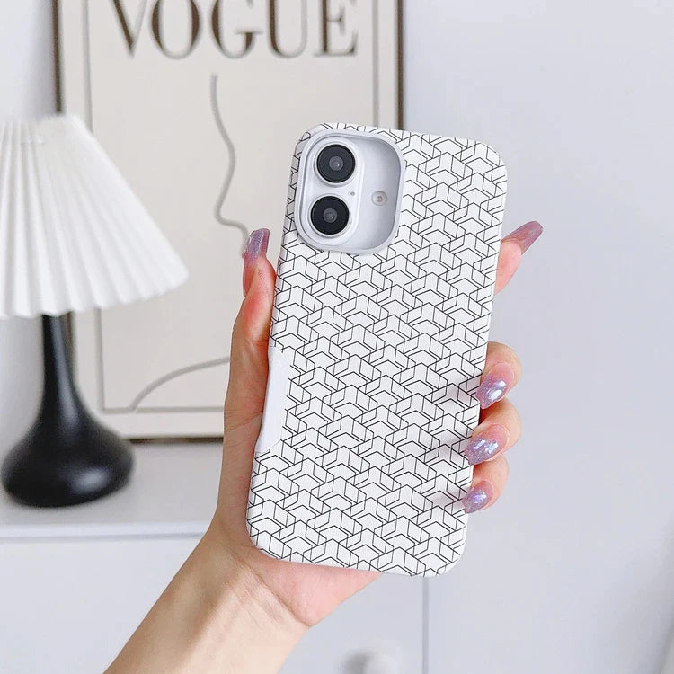 Matte Hard Leather Alloy Lens Geometric Lattices Case