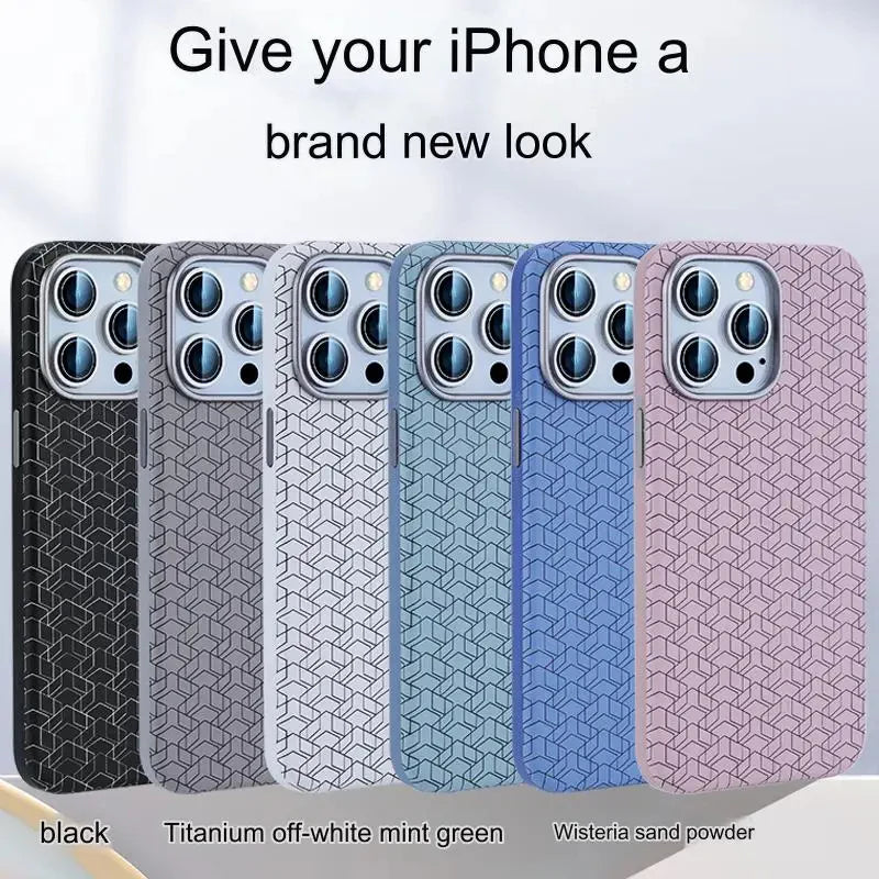 Matte Hard Leather Alloy Lens Geometric Lattices Case