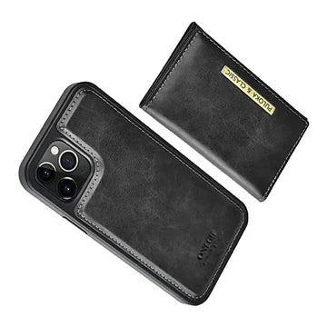 Puloka Leather Magnetic Detachable Flip Wallet MagSafe Phone Case