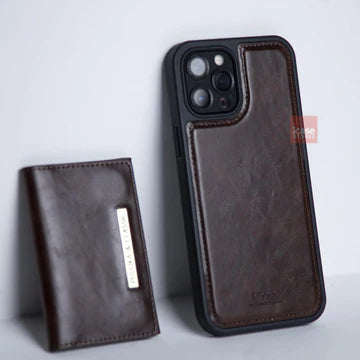 Puloka Leather Magnetic Detachable Flip Wallet MagSafe Phone Case