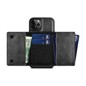 Puloka Leather Magnetic Detachable Flip Wallet MagSafe Phone Case