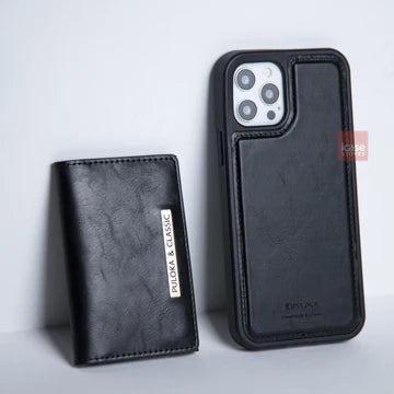 Puloka Leather Magnetic Detachable Flip Wallet MagSafe Phone Case