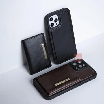 Puloka Leather Magnetic Detachable Flip Wallet MagSafe Phone Case