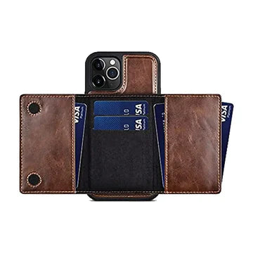 Puloka Leather Magnetic Detachable Flip Wallet MagSafe Phone Case