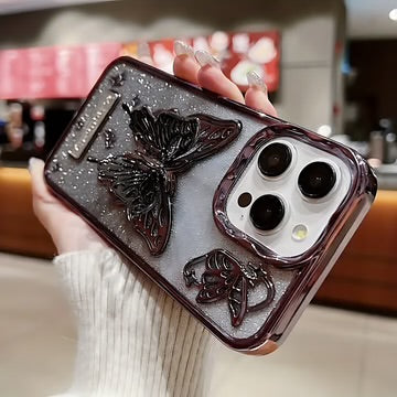 Three-Dimensional Butterfly Glitter Case