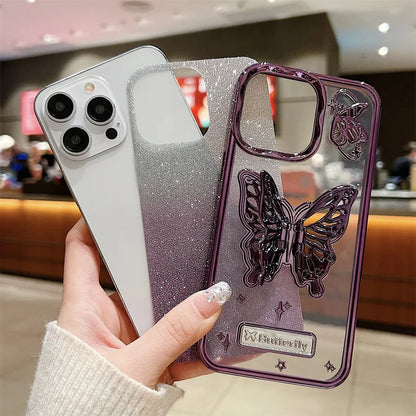 Three-Dimensional Butterfly Glitter Case