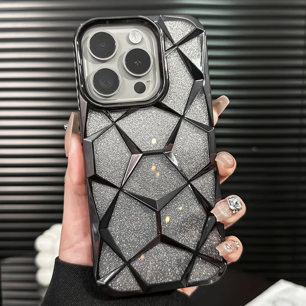 Gradient Glitter Geometric Pattern Lattice Case