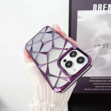 Gradient Glitter Geometric Pattern Lattice Case