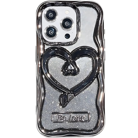 Hollow Heart Shape 3D Glitter Bracket Holder Case