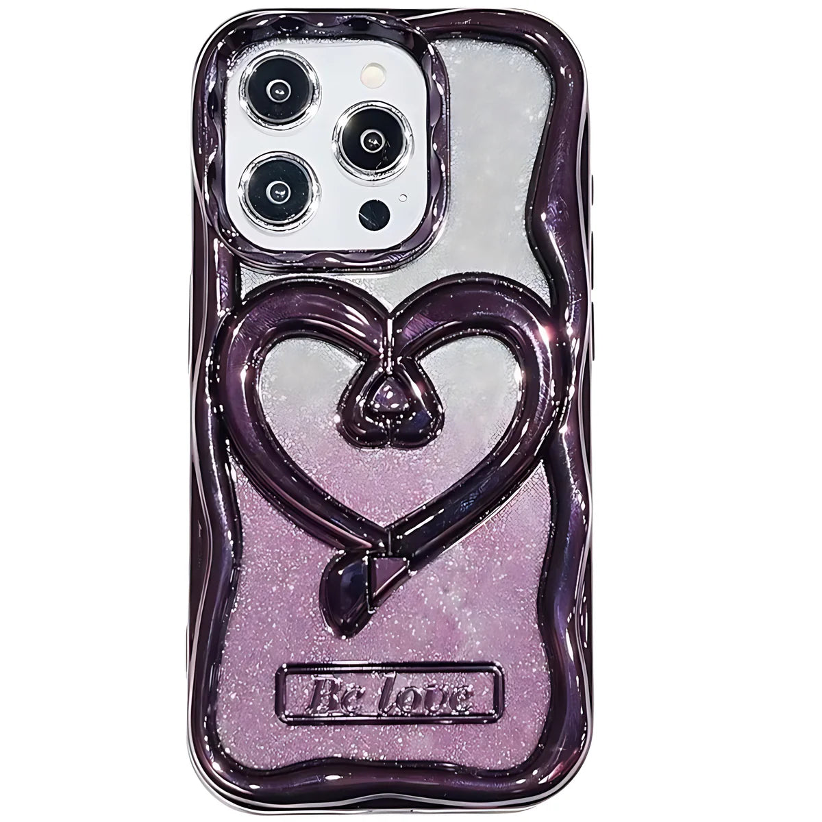 Hollow Heart Shape 3D Glitter Bracket Holder Case