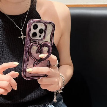 Hollow Heart Shape 3D Glitter Bracket Holder Case