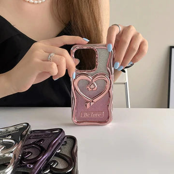 Hollow Heart Shape 3D Glitter Bracket Holder Case