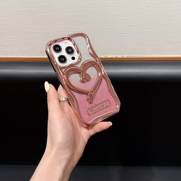 Hollow Heart Shape 3D Glitter Bracket Holder Case