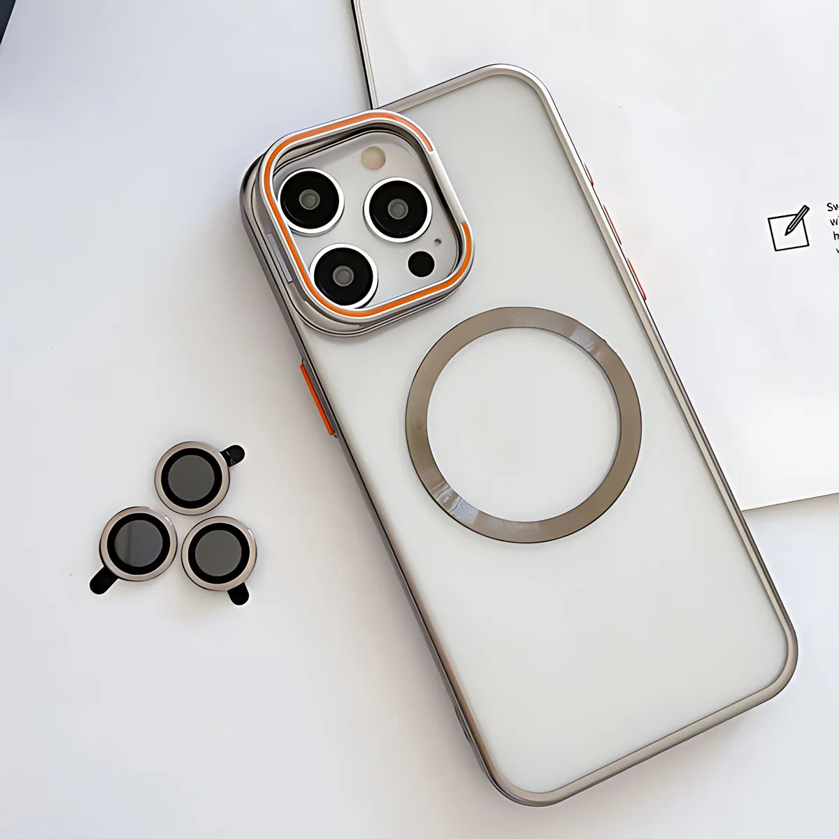 Transparent MagSafe Kickstand Case With Camera Rings