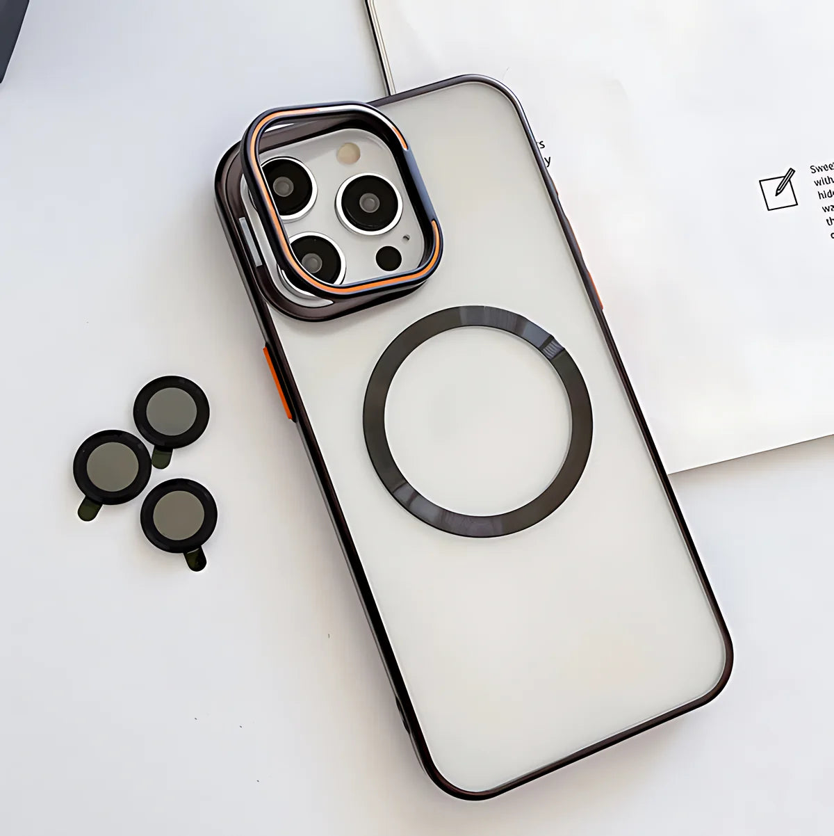 Transparent MagSafe Kickstand Case With Camera Rings