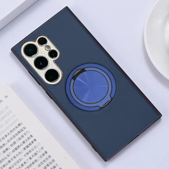 Stylish Leather Protective Ring Magnetic Stand Case For Samsung