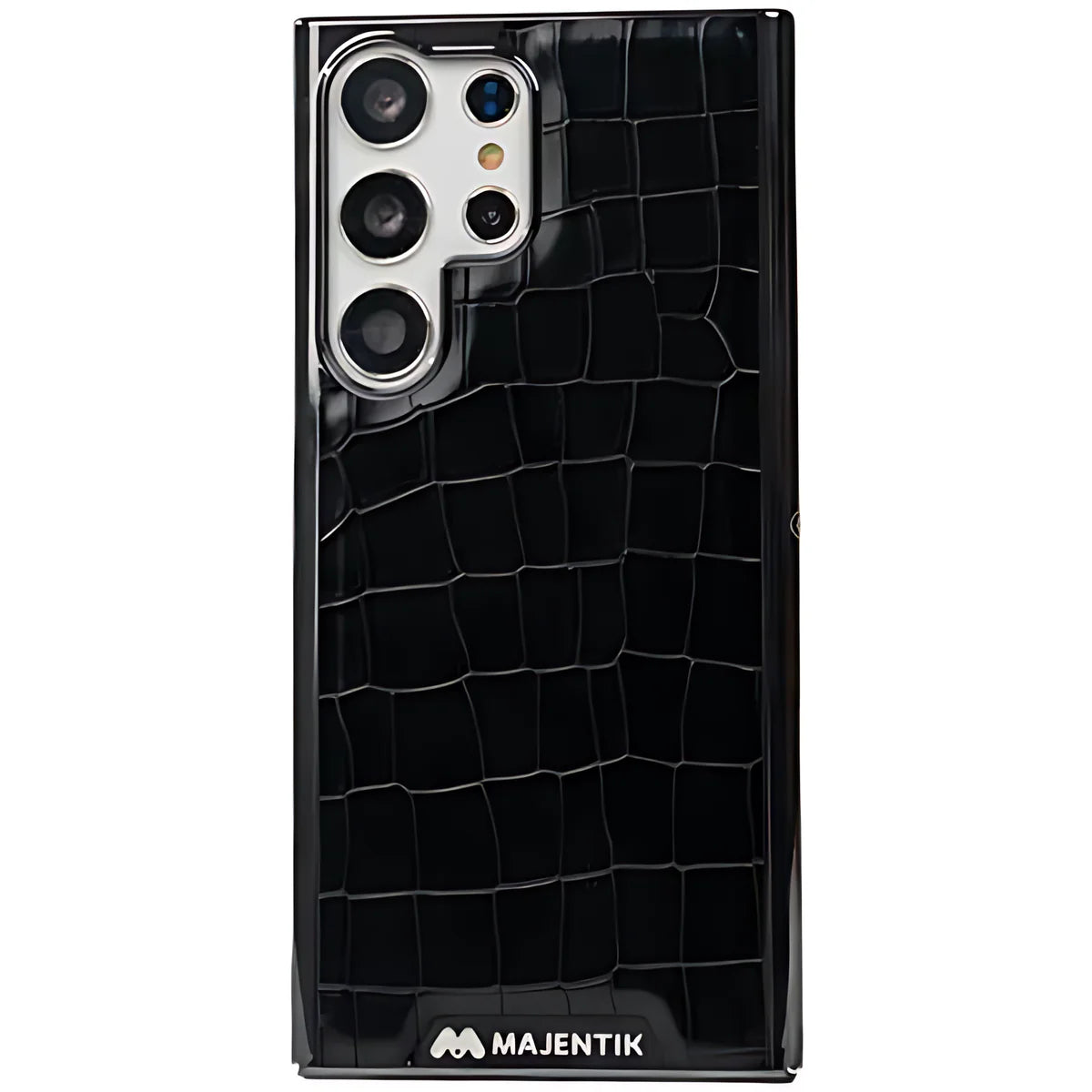 Majentik Rock Leather Silver Frame Case For Samsung